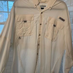 Columbia white PFG Button-Up Shirt